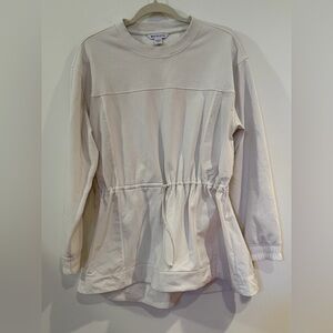 Athleta Cream Drawstring Fleece Sweatshirt - Large